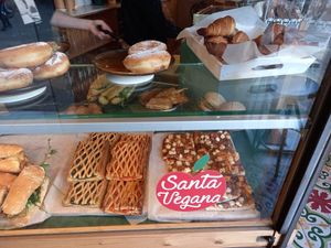 Filled doughnut. at Santa Vegana in Barcelona