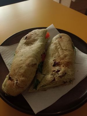 Avocado baguette at Santa Vegana in Barcelona
