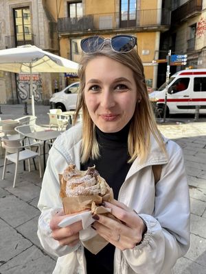 Croissant for the road (after all the desserts I've already eaten there).  at Santa Vegana in Barcelona