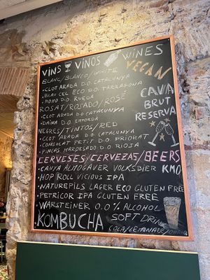 Drinks menu at Santa Vegana in Barcelona