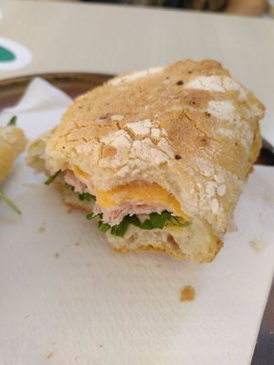 Ham and cheese sandwich at Santa Vegana in Barcelona