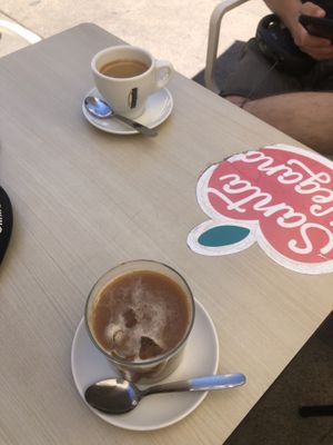 Iced americano and americano   at Santa Vegana in Barcelona