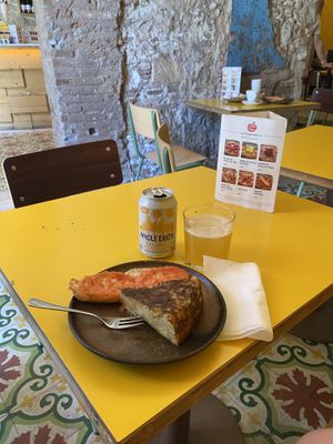 ordered just a tortilla and got a pan con tomate with it  at Santa Vegana in Barcelona