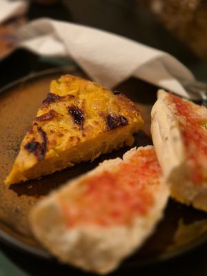 Potato tortilla (Spanish omelette) at Santa Vegana in Barcelona