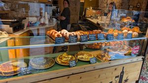 Vegan cakes, tortas and croissant at Santa Vegana in Barcelona