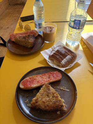 Leek Omlette & Potato Omlette  at Santa Vegana in Barcelona