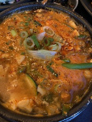 Veggie tofu soup  at Sura Korean BBQ & Tofu House in Long Beach