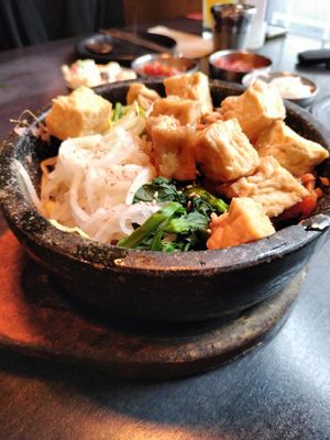 Vegan bibimbap (mix with rice) at Sura Korean BBQ & Tofu House in Long Beach