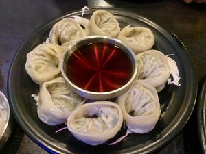 Steamed vegan dumplings   at Sura Korean BBQ & Tofu House in Long Beach