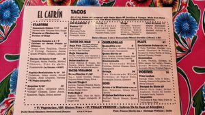 Menu as at 16 June 2023 at El Catrín in Geneva