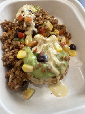 mexican waffle toast  at BARE Blends in Saratoga Springs