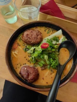 spicy ramen and added tofu at 957 Ramen Bar in Marburg