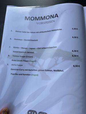 Menu 4  at Mommona African Restaurant in Frankfurt