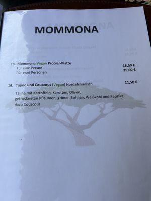 Menu 7  at Mommona African Restaurant in Frankfurt