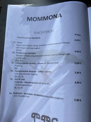 Menu 8  at Mommona African Restaurant in Frankfurt