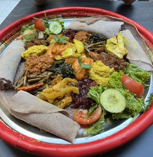 Mixed vegan platter 🥗  at Mommona African Restaurant in Frankfurt