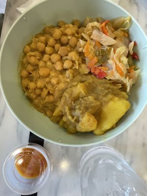 Curry potato 🥔 and chickpeas   at Soca Vegan Kitchen in Augusta