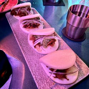 “sandwich” jackfruit buns/tacos  at Mothership in San Diego