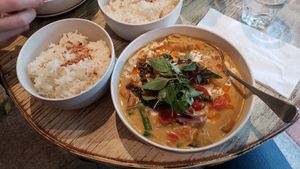 Vegan yellow curry at Ma Pa Me in South Brisbane