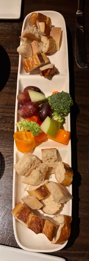vegan cheese dippers! at The Melting Pot in Chesterfield