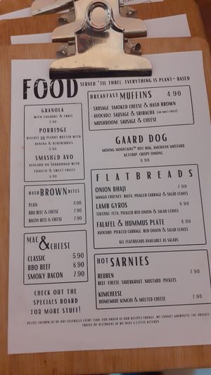 Menu May 2024 at Gaard 2 Coffee Hide in Sheffield