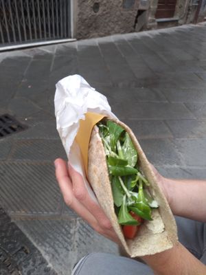 Seitan kebab with cashew cheese at Vegan Come Koala in Pisa