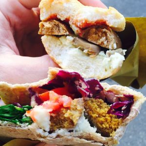 spicy seitan wrap and seitan hotdog with ketchup! at Vegan Come Koala in Pisa