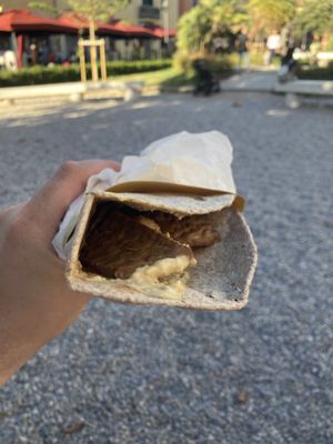 Vegan wrap with hummus, tempeh, tomatoes and pickles  at Vegan Come Koala in Pisa