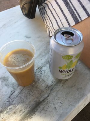 Even a refreshing selection of vegan drinks there, delicious fruit smoothie.  at Vegan Come Koala in Pisa