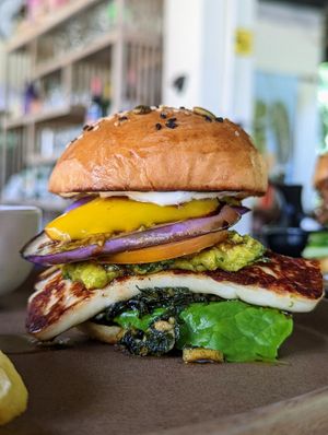 Halloumi Cheese with Homemade Burger Bun at Phayamas Private Beach Resort & Island Brew in Koh Phayam