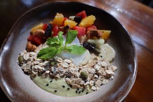 Coconut Pandan Smoothie Bowl at Phayamas Private Beach Resort & Island Brew in Koh Phayam