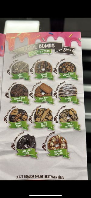 Vegane Royal Bombs Karte  at Royal Donuts in Mainz