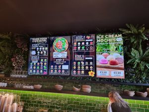 Menu above counter at Hawaiian Poke Bowl in Bruges