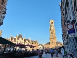 View from terrace at Hawaiian Poke Bowl in Bruges