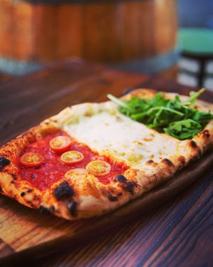 This is tricolour pizza made with tomatoes   at Paolo's Pizza Bar in Torquay