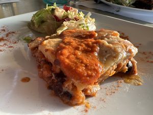 Vegan mousaka  at Greek Village in Corfu