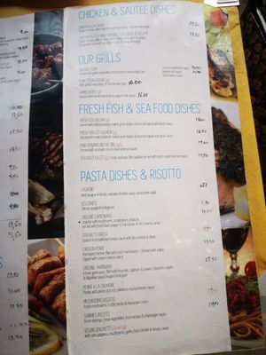 Menu at Greek Village in Corfu
