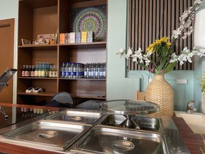 Peaceful interior   at Govinda Take Away in Copenhagen