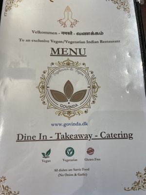 Menu  at Govinda Take Away in Copenhagen