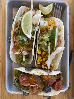 Two tofu tacos and one eggplant taco   at Tacos 4 Life in North Little Rock