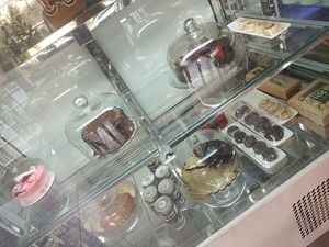 Choose your cake at Neda Vegan Cafe in Tehran