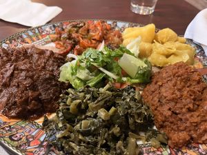 Vegan platter   at Meskie's Ethiopia Restaurant in Berkeley
