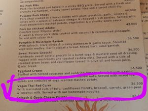 Vegan Thai curry at Dancing Cup in Kampala