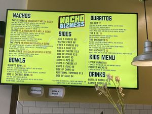 Menu  at Nacho Bizness in Monterey