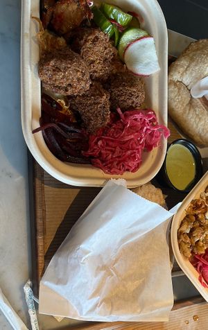 Hummus bowl with have baba and falafel  at Brassica in Upper Arlington