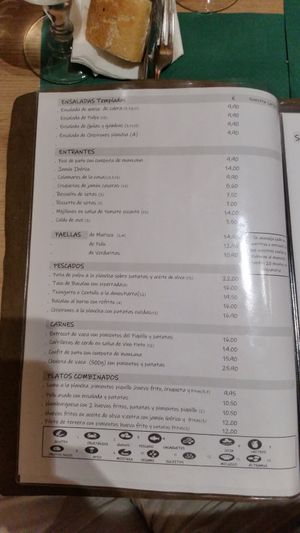 Spanish menu 1/2 at Hotel Aitana in Irun