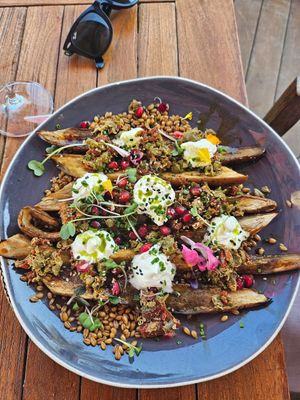 Aubergine and lentil at AIYANNA in Ibiza