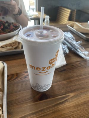 Vegan beverages, this one is strawberry lemonade  at Mezeh in Chesapeake City