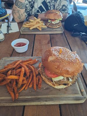 Beide Burger vegan at Café Mogagua in Isla Mujeres