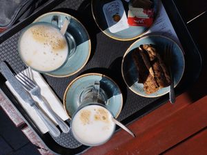 Vegan cake ând lattes at Shutters in Killin